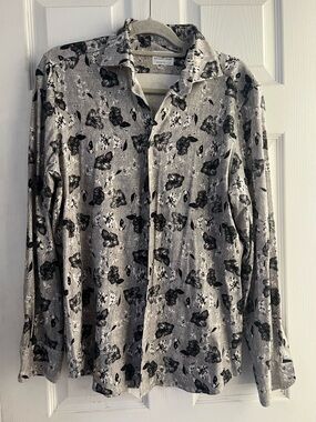 Emanuel Berg Men's Modern Fit Floral Button-Down Shirt in Gray